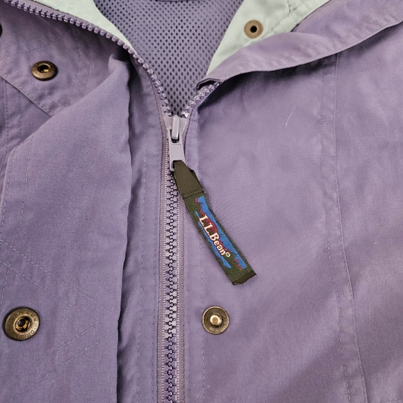 Vintage LL Bean Womens Petite Small Blue Hooded Jacket Lightweight 90s Classic - Picture 7 of 11